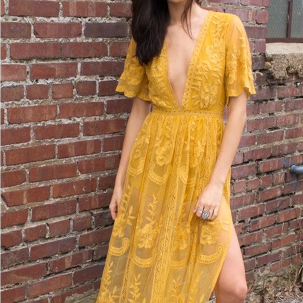 Yellow Lace Maxi Dress